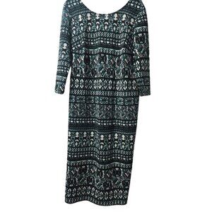 Cato abstract tribal‎ 3/4 sleeve midi dress